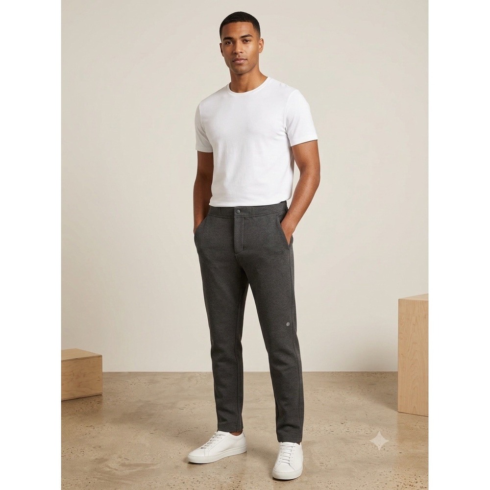 Lululemon Warmer Pants Mens 34x30 Gray Drawcord Waist Athletic Minimalist